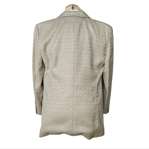 Escada Margaretha Ley Silk And Wool Chevron Blazer In Beige And Blue Sz 42 NWT - Picture 5 of 10